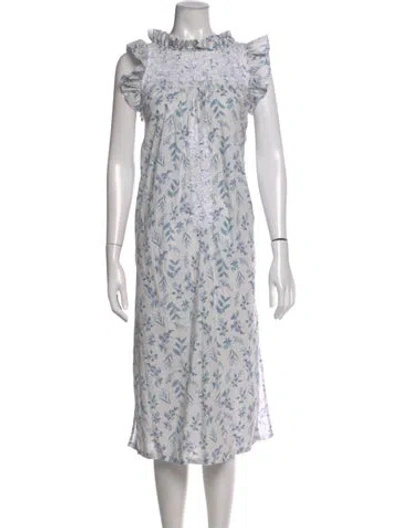 Pre-owned Mi Golondrina Printed Midi Length Dress In Blue