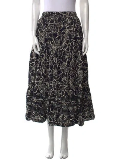 Pre-owned Mi Golondrina Printed Midi Length Skirt In Blue