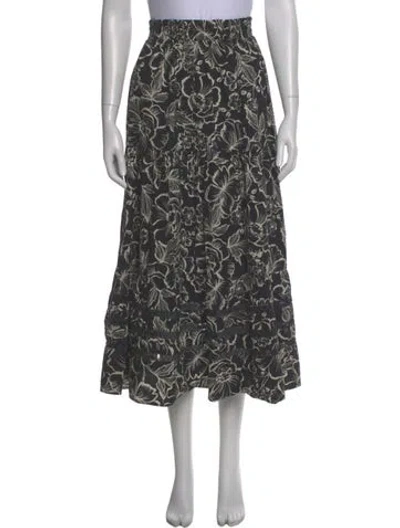 Pre-owned Mi Golondrina Printed Midi Length Skirt In Blue