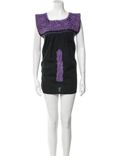 Pre-owned Mi Golondrina Printed Mini Dress In Black