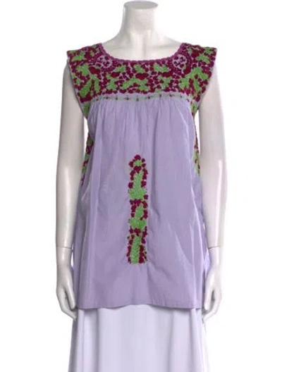 Pre-owned Mi Golondrina Printed Mini Dress In Purple