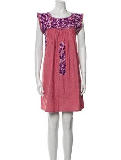 Pre-owned Mi Golondrina Printed Mini Dress In Red