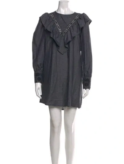 Pre-owned Mi Golondrina Scoop Neck Mini Dress In Gray
