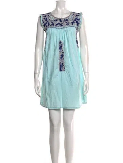 Pre-owned Mi Golondrina Scoop Neck Mini Dress In Multi