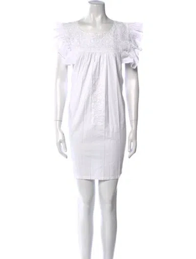Pre-owned Mi Golondrina Scoop Neck Mini Dress In White
