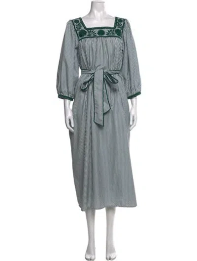 Pre-owned Mi Golondrina Striped Long Dress In Multi