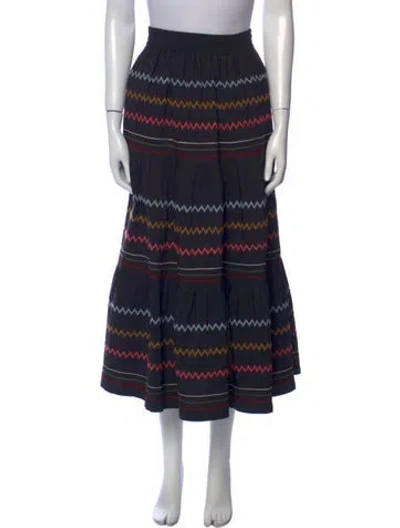 Pre-owned Mi Golondrina Striped Midi Length Skirt In Black