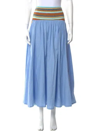 Pre-owned Mi Golondrina Striped Midi Length Skirt In Blue