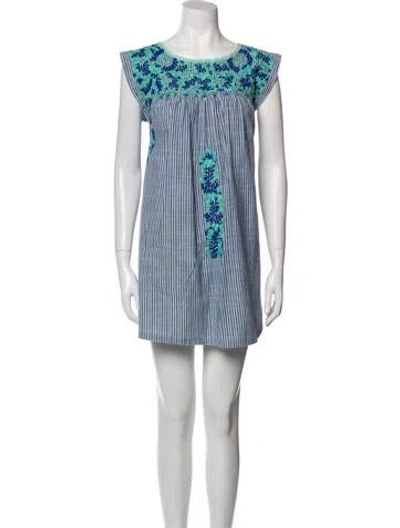 Pre-owned Mi Golondrina Striped Mini Dress In Blue