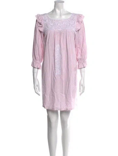 Pre-owned Mi Golondrina Striped Mini Dress In Pink