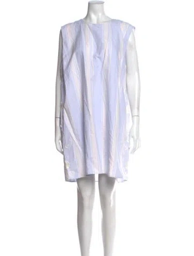 Pre-owned Mi Golondrina Striped Mini Dress In White