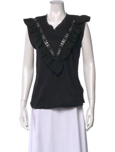 Pre-owned Mi Golondrina V-neck Sleeveless Top In Black