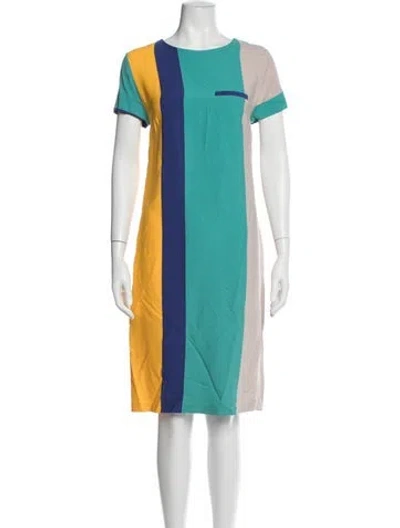 Pre-owned Mi Jong Lee Colorblock Pattern Knee-length Dress W/ Tags In Blue