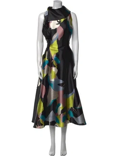 Pre-owned Mi Jong Lee Floral Print Long Dress W/ Tags In Multi