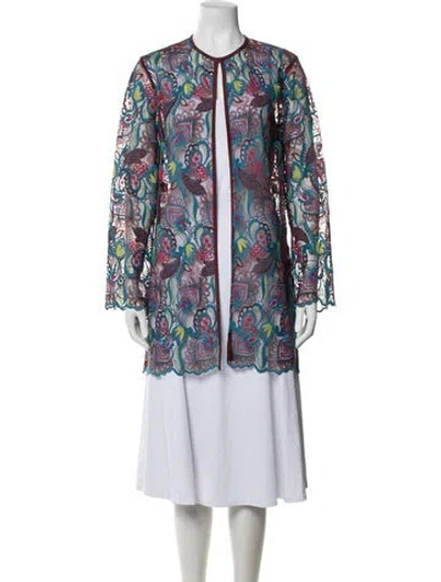 Pre-owned Mi Jong Lee Patterned Jacket In Blue