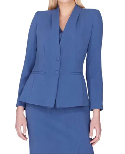 Mi Jong Lee Shawl Collar Fitted Blazer In Classic Blue