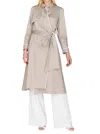 Mi Jong Lee Stretch Cotton Belted Trench Coat With Contrast Bias In Beige In Sand