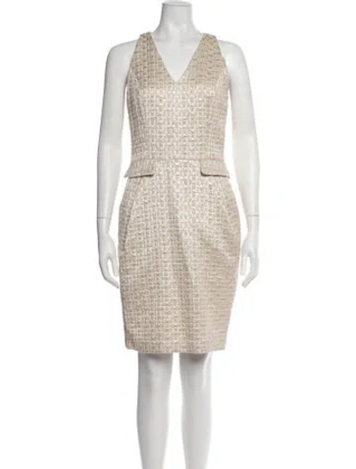 Pre-owned Mi Jong Lee Tweed Pattern Knee-length Dress In Neutral