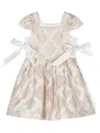 Mi Mi Sol Bow-detailing Mesh Flared Dress In Neutrals