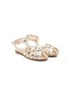 Mi Mi Sol Caged Round-toe Sandals In Gold