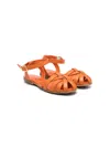 Mi Mi Sol Caged Round-toe Sandals In Orange