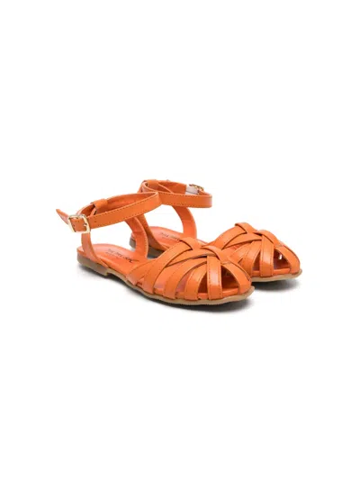 Mi Mi Sol Kids' Caged Round-toe Sandals In Orange