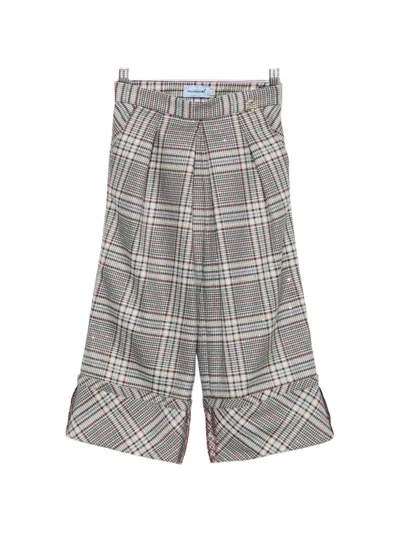 Mi Mi Sol Kids' Check-pattern Sequin-embellished Trousers In Grey