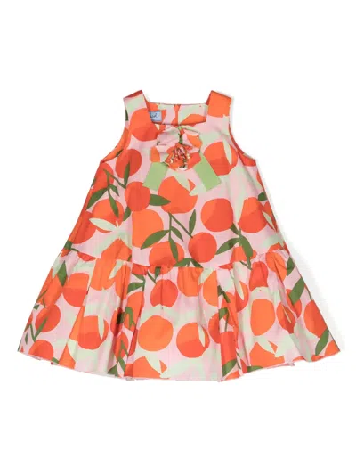 Mi Mi Sol Kids' Orange-print Cotton Dress