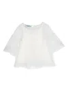 Mi Mi Sol Double-layer Puff-sleeve Blouse In White