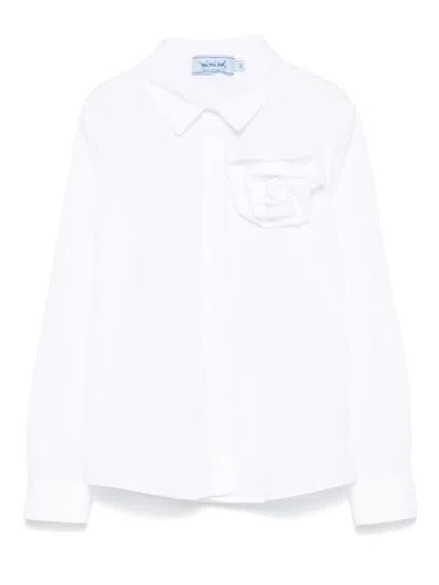 Mi Mi Sol Kids' Floral-appliqué Shirt In White