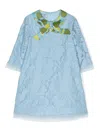 Mi Mi Sol Floral-laced Bow-detailing Dress In Blue
