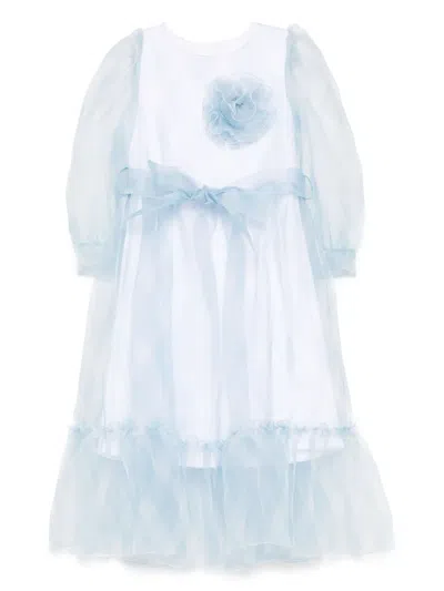 Mi Mi Sol Kids' Flower-appliqué Dress In Blue