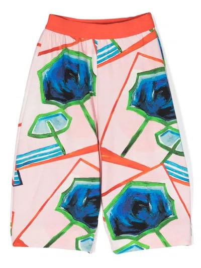 Mi Mi Sol Kids' Graphic-print Wide-leg Trousers In Pink