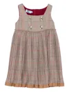 Mi Mi Sol Pleated Check-pattern Dress In Brown