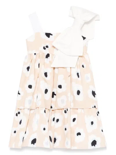 Mi Mi Sol Kids' Poppy-print Flounce Dress In Beige