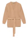Mi Mi Sol Ribbed Cardigan In Bge Beige