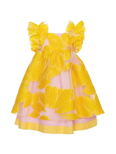 Mi Mi Sol Kids' Ruffled Floral Dress In Yellow