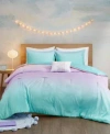 Mi Zone Glitter Ombre Reversible Comforter Sets Bedding In Aqua