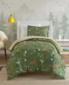 Mi Zone Heath Forest Animals Plush Reversible 3-pc. Comforter Set, Full/queen In Green