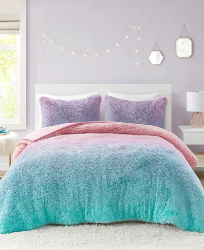 Mi Zone Primrose Ombre Shaggy Faux Fur 2-pc. Duvet Cover Set, Twin/twin Xl In Purple Multi