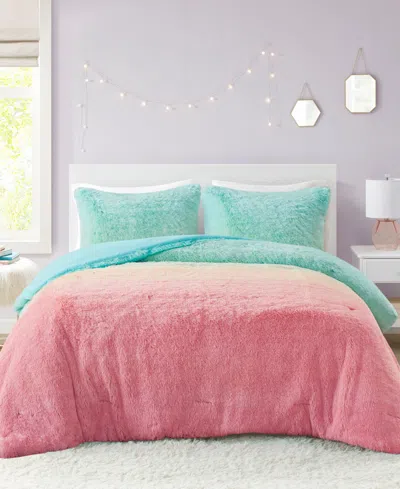 MI ZONE PRIMROSE OMBRE SHAGGY FAUX FUR 3-PIECE COMFORTER SET, TWIN/TWIN XL