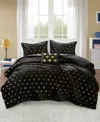 Mi Zone Rosalie Metallic Heart 3-pc. Comforter Set, Twin/twin Xl In Black,gold