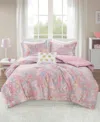 Mi Zone Rosalie Metallic Heart 4-pc. Comforter Set, Full/queen In Pink Multi,gold