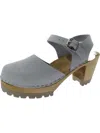 Mia Abba Womens Leather Ankle Strap Clogs In Blue