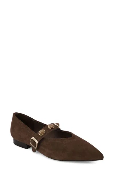 Mia Abrina Mary Jane Leather Flat In Brown