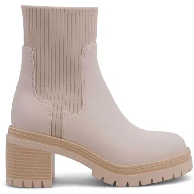 Mia Alonza Womens Lugged Sole Leather Chelsea Boots In Beige