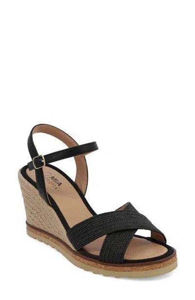 Mia Amore Allisha Espadrille Wedge Sandal In Black