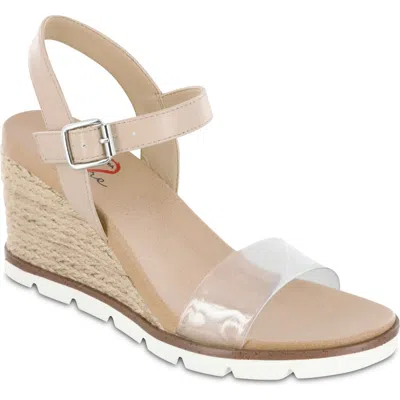 Mia Amore Bradi Espadrille Wedge Sandal In Beige/clear