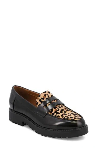 Mia Amore Hali Lug Sole Penny Loafer In Black/jaguar