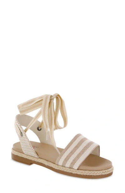 Mia Amore Kenny Ankle Tie Sandal In Beige/ Natural